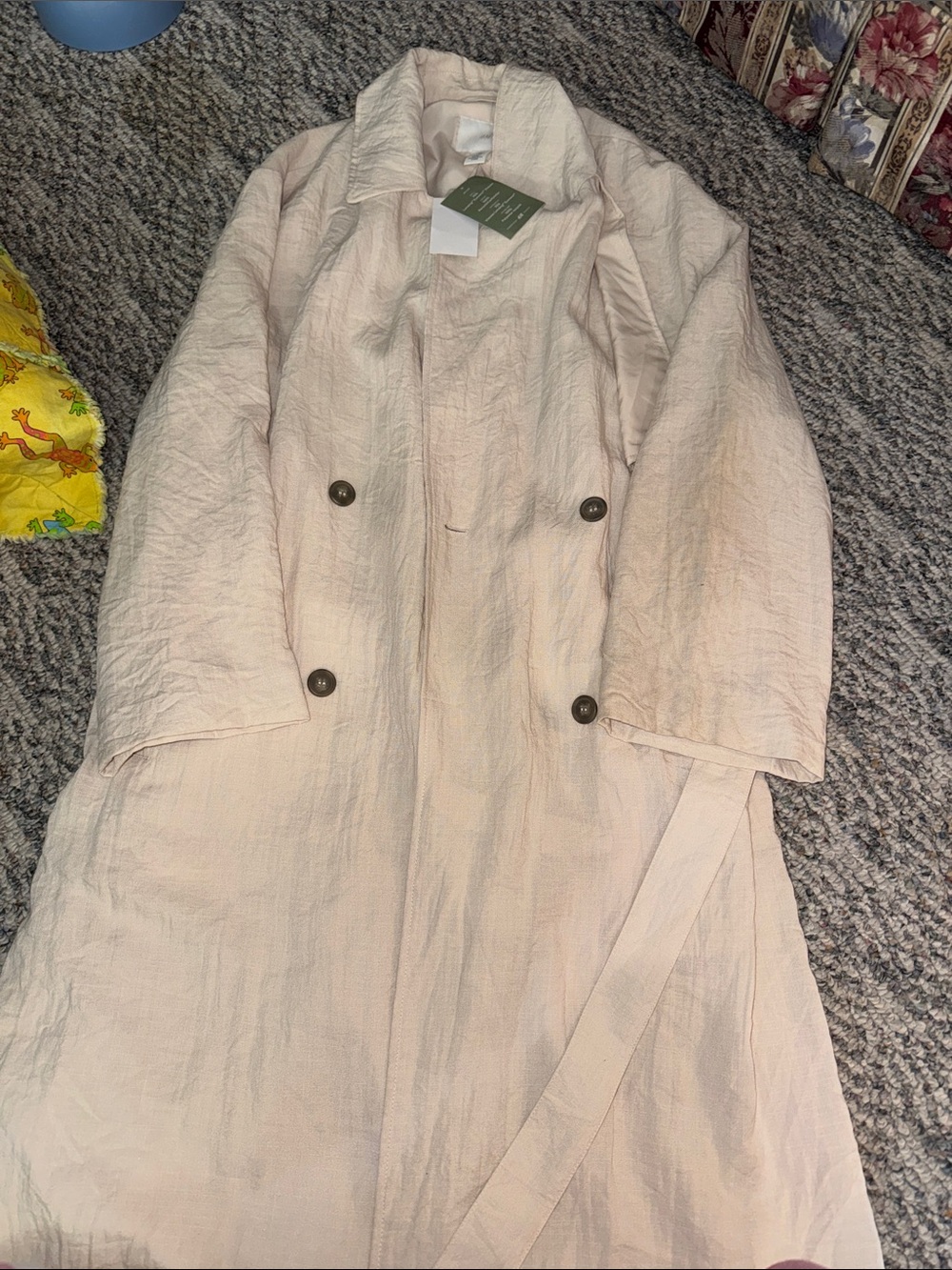 H&M Pale Pink Double-Breasted Trench with Belt